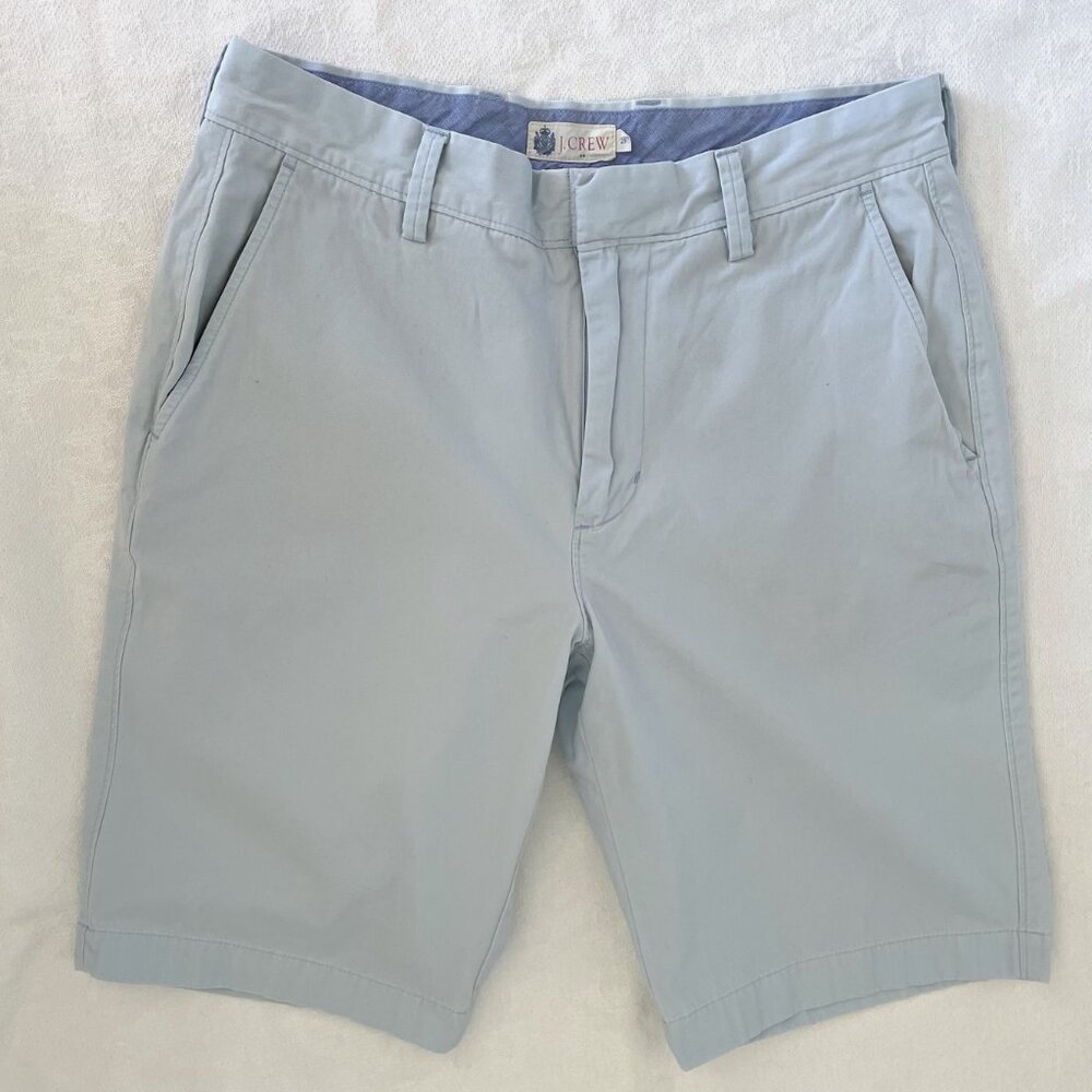 J Crew Men’s Size 29 Chino Shorts Light Blue Cotton Flat Front Casual